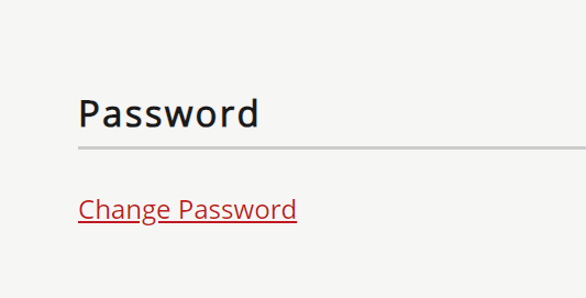 Screenshot of change password link