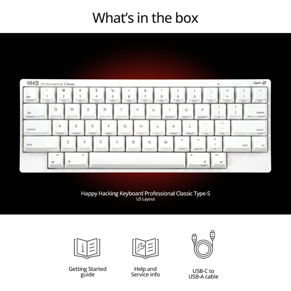 HHKB Professional Classic Type-S (Snow / Stamped Key Caps) - 60
